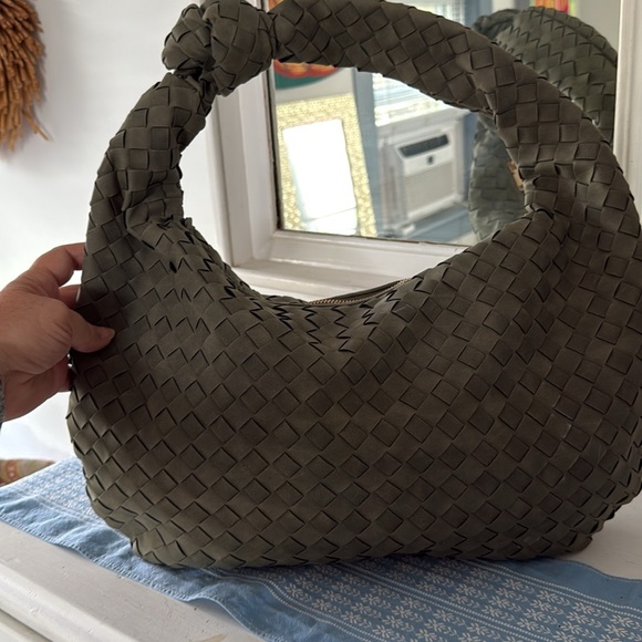 Urban Expressions Olive Green Woven Hobo Bag - Picture 2 of 7
